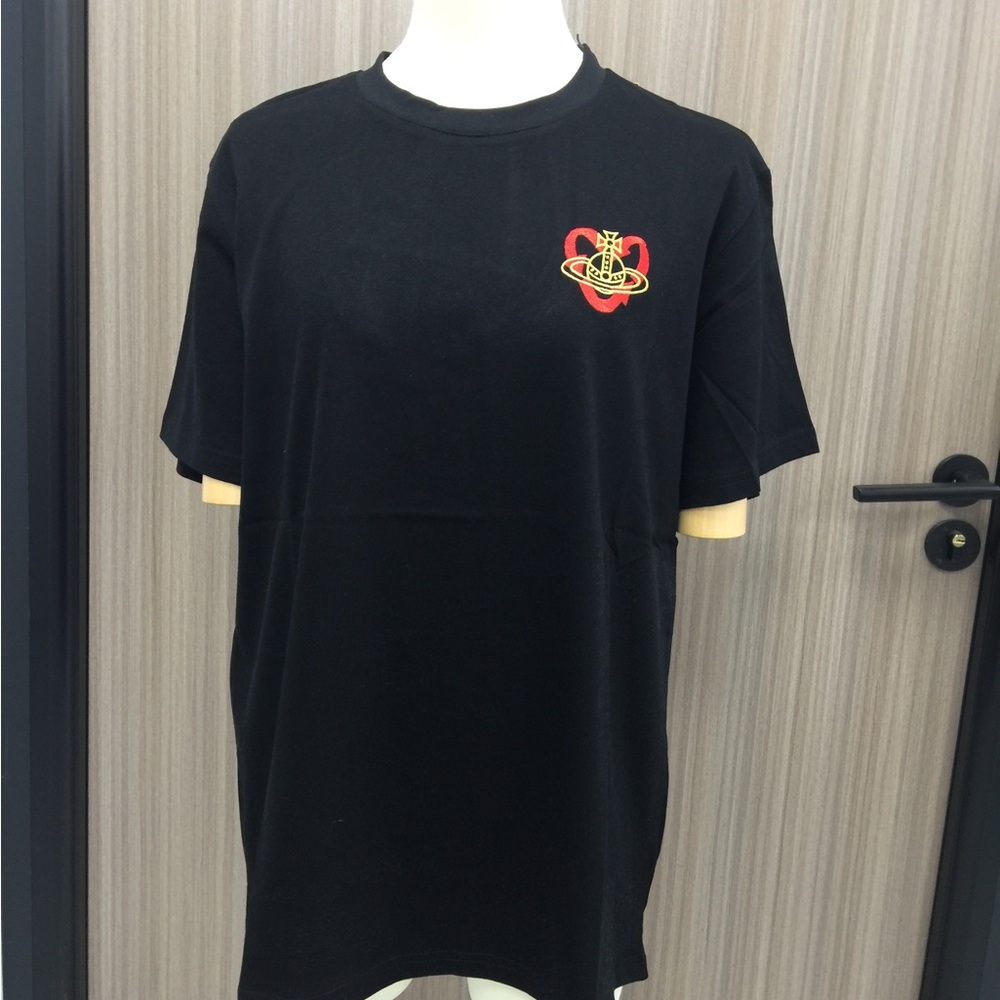 💕VIVIENNE WESTWOOD💕 Orb Embroidered Hearts Crewneck T-Shirt Black